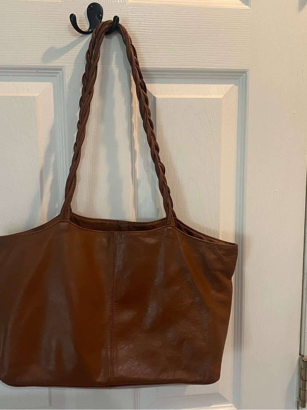 Latico Leathers purse with braided shoulder straps.